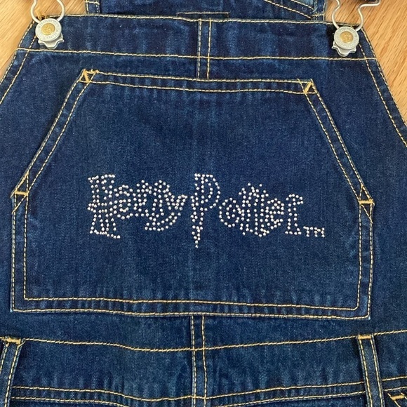NWT Harry Potter Jean Overalls Shorts Girls Sz 14 Denim Pockets Costume Festival - Picture 3 of 12